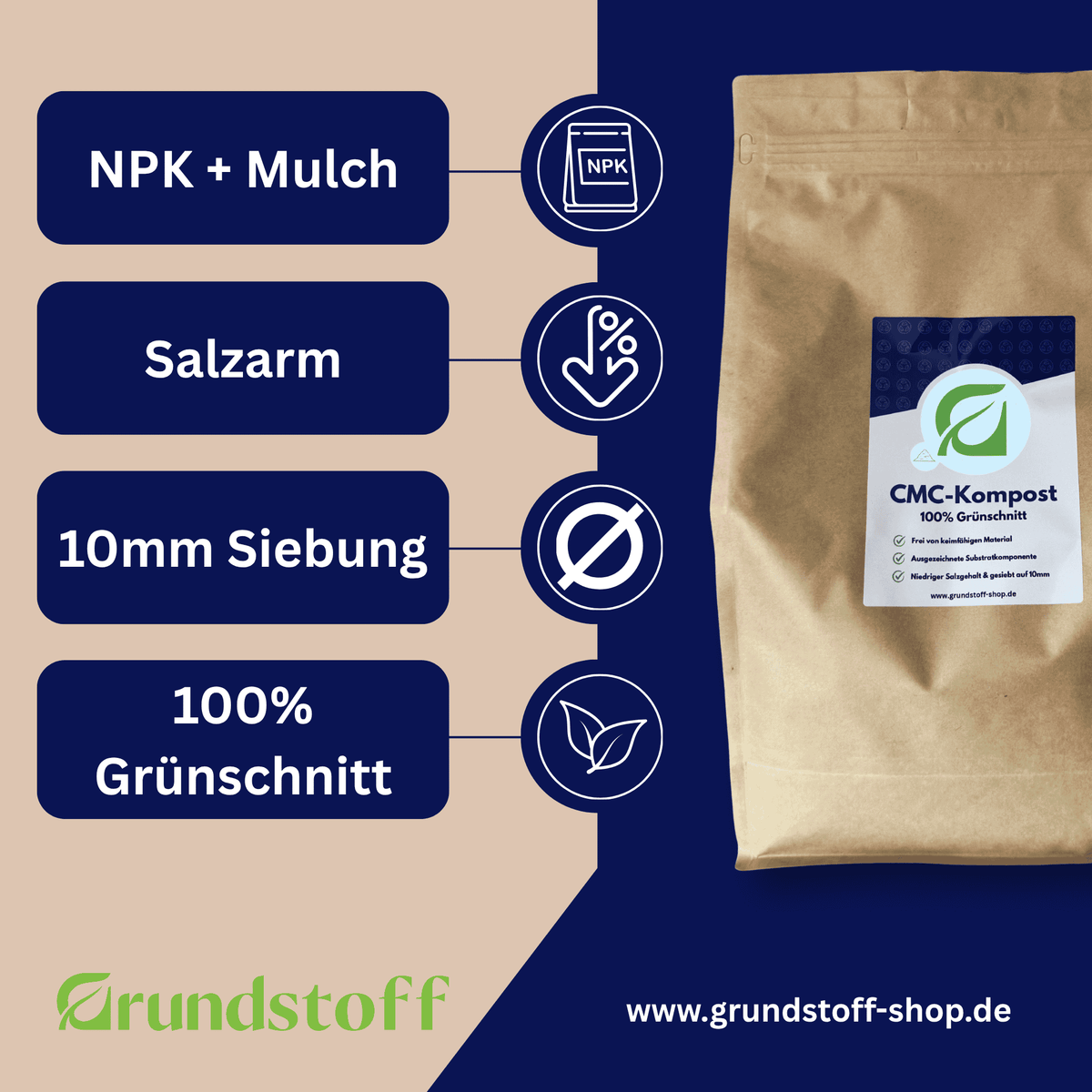 Grünschnittkompost von Grundstoff für Living Soil, Hochbeet und Garten – weitere Ansicht